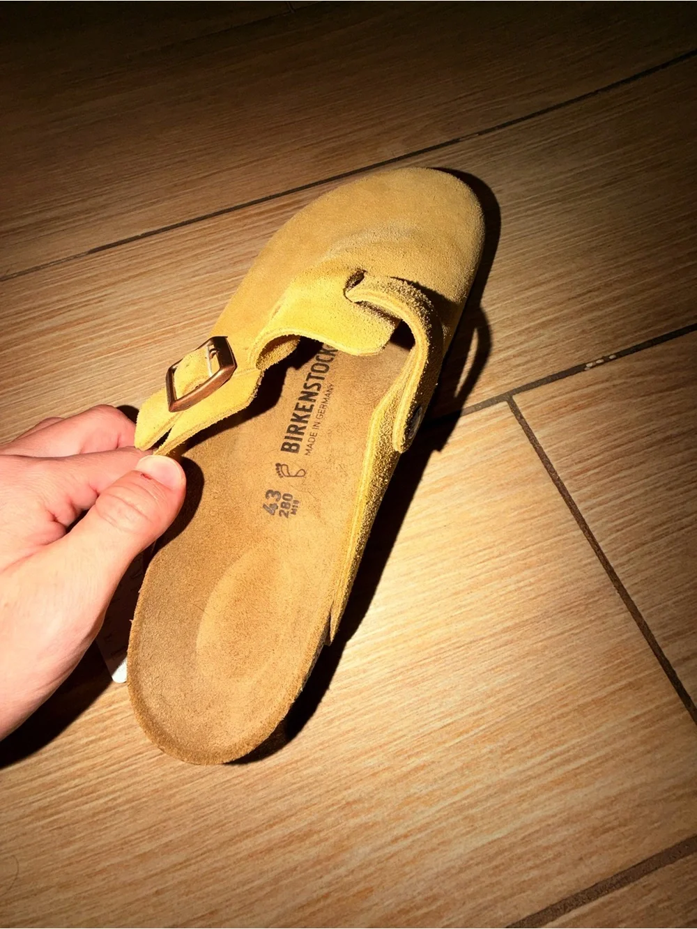 Birkenstock Suede Boston Clog in Mustard Yellow
